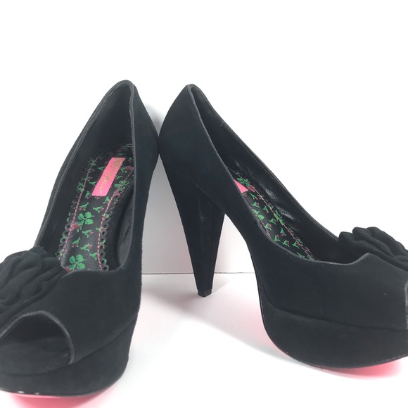 Betsey Johnson peep toe heels Pin Up Rockabilly 9M - Picture 2 of 8